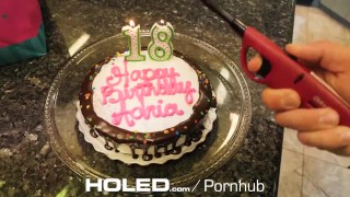 HOLED Happy birthday anal fuck and creampie with brunette Adria Rae