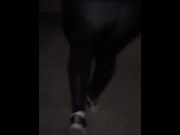 Preview 4 of Candid See through tights in public walking on highway pathway