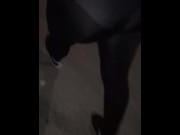 Preview 6 of Candid See through tights in public walking on highway pathway