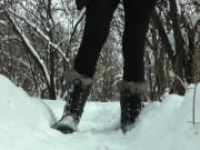 Preview 1 of Peeing in The Forest in the Winter - Yellow Snow