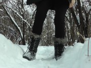 Preview 2 of Peeing in The Forest in the Winter - Yellow Snow