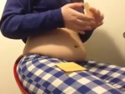 Preview 2 of Chubby girl stuffs belly with junk food