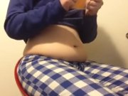Preview 3 of Chubby girl stuffs belly with junk food