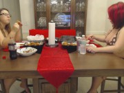Preview 1 of Lexxxi Lockhart and Georgia Peach eating wings challenge