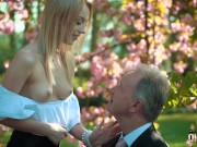 Preview 5 of Young blonde moaning fucking an old man she swallows his cumshot