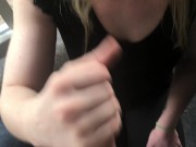 Preview 3 of Blonde slut sucking cock outside