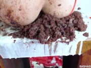 Preview 5 of Tranny Cake Sitting - messy ass and mouth for Sasha de Sade