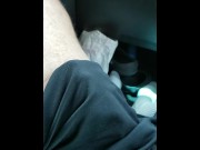 Preview 2 of Uber Driver Jacks off Free Ballin Passenger with Huge Dick