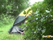 Preview 2 of Blonde Pissing - Holiday maker leaves her tent to piss outside