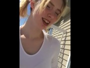 Preview 1 of Teen masturbates outside on balcony