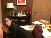 Preview 1 of Office slut finishes him off in her mouth