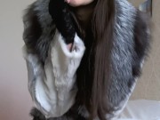 Preview 4 of Smokes sexually naked in stockings and in a fur coat