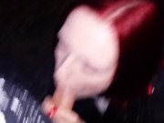 Preview 5 of First time public sloppy blowjob, deepthroat, swallows cum