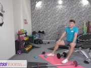Preview 1 of Fitness Rooms Sexy sweaty young gym girl with abs pov blowjob and fucking