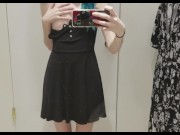 Preview 1 of skinny gothic girl taking a selfie at hudson bay dressing room