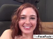 Preview 2 of Ginger slut gets her face fucked hard