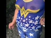 Preview 4 of A day with wife in see through wonder women shirt and leggings