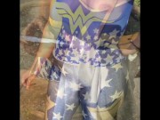 Preview 5 of A day with wife in see through wonder women shirt and leggings