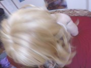 Preview 3 of Blonde girl w/ bubble butt gives deep throat & get's fucked hard, sexy POV!