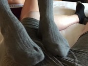 Preview 1 of College teen gives footjob till I cum on her soles