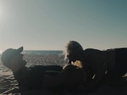 Preview 2 of Kate Truu with Big Butt fucks on the public beach at sunset