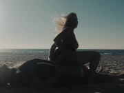 Preview 4 of Kate Truu with Big Butt fucks on the public beach at sunset