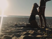 Preview 6 of Kate Truu with Big Butt fucks on the public beach at sunset