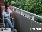 Preview 1 of HITZEFREI Tattooed short haired MILF Lady Kinky Cat takes a big dick