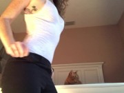 Preview 1 of Redhead Stripping Fingering Dancing cell phone shot