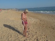 Preview 5 of Naked blonde on a Nude beach. Masturbating and pissing.