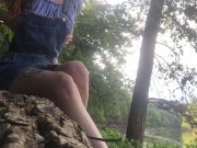 Preview 2 of Petite redhead college teen public mastubation and orgasm by the river