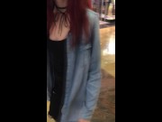 Preview 5 of Classmate swallow cum after school in the Mall - amateur public blowjob