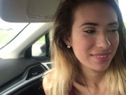 Preview 3 of Uber waiting station,blowjob in my car plus cum eating