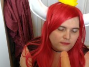 Preview 4 of cock hungry Bowsette blowing a dildo cosplay