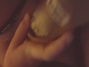 Preview 4 of Bottle in pretty fat white pussy. Finger in asshole.