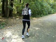 Preview 1 of Fucking a stranger in the forest after a running session. 4K WetKelly