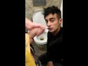 Preview 1 of Someone came, but at the second time he finally swallows PUBLIC TOILET
