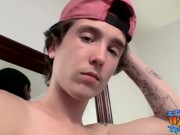 Preview 1 of Skinny straight thug with tattoos grabs his dick and wanks