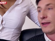 Preview 5 of Horny Secretary With Huge Tits Fucks Her Boss In The Office
