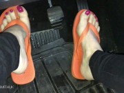 Preview 4 of Cute Girl Teases Her Feet in Flip Flops Pedal Pumping