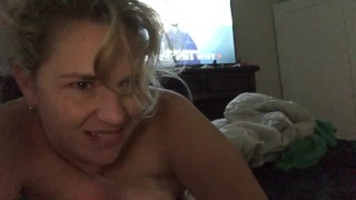 Playing a little Rough C*** Whore Wife Slapped and Gags on Cock