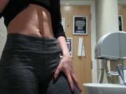 Preview 1 of Quick pussy rubbing in gym bathroom | Amateur PetitTits