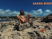 Preview 3 of PISS PISS TRAVEL - Nudist girl public pissing on Mallorca / Sasha Bikeyeva