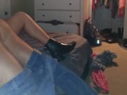 Preview 4 of Horny tinder milf pulls up her skirt after coming home from party