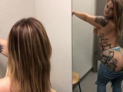 Preview 1 of PUBLIC PAWG RIDES DILDO IN DRESSING ROOM