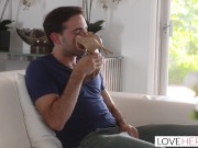 Preview 2 of LoveHerFeet - Stepson Caught Jerking Off Leads To Hot Foot Sex