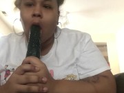 Preview 3 of Mixed BBW sucks and GAGS on the big fake dick!