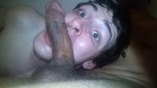  twink slut slurps on landscaper's bbc while daddys away