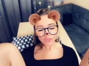 Preview 1 of Babe Fucks On The Table, Makes a Blowjob and Swallows Cum - Snapchat Porn
