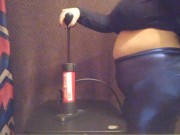Preview 5 of Massive Bike Pump Belly Inflation in Shiny Leggings